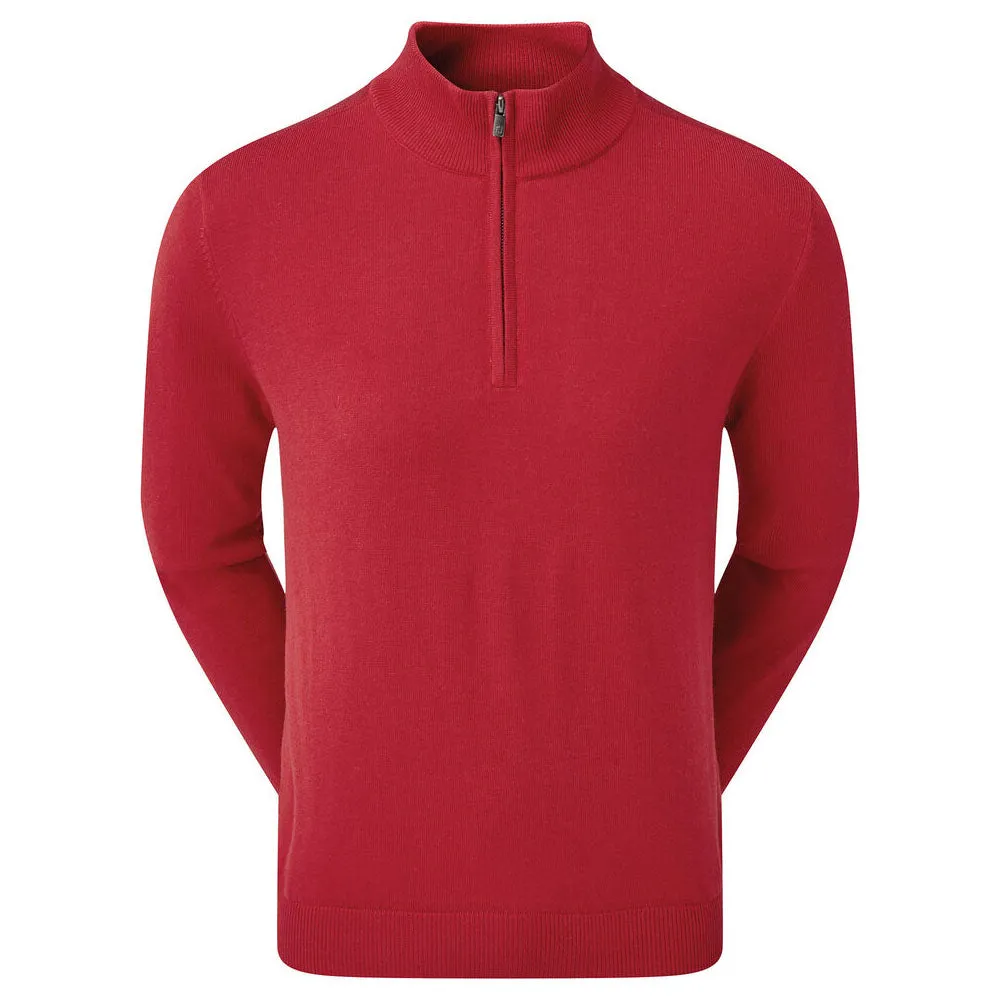 Labor Day Sale Footjoy Wool Blend 1/2 Zip Lined Pullover - Red