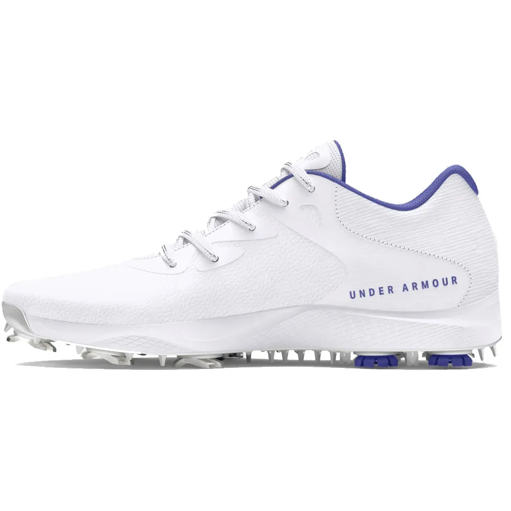 Halloween Sale Under Armour Charged Breathe 2 Spiked Ladies Waterproof Shoes - White/Starlight/Metallic Silver