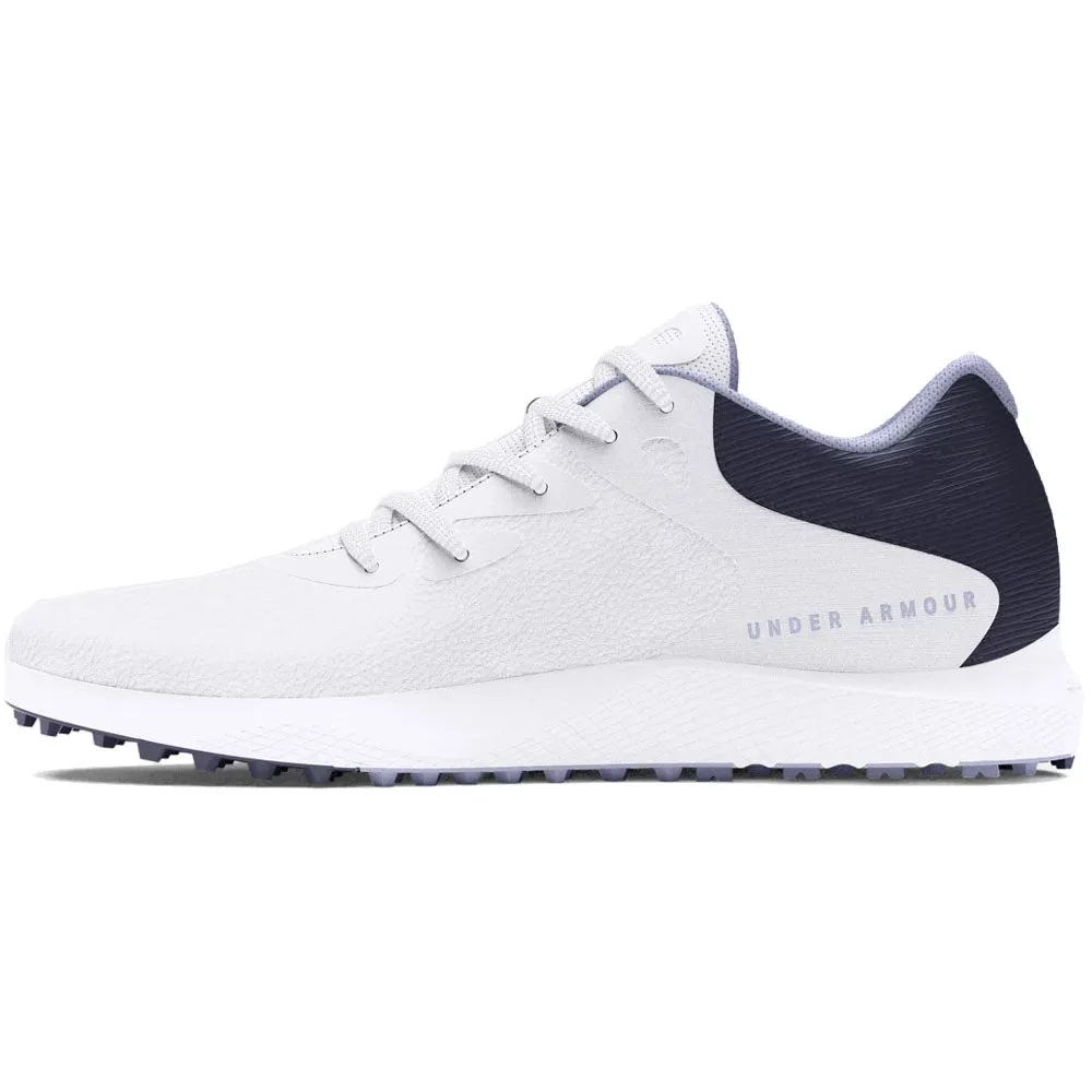 Under Armour Charged Breathe 2 Spikeless Ladies Shoes - White/Midnight Navy/Celeste Sweetest Day Sale