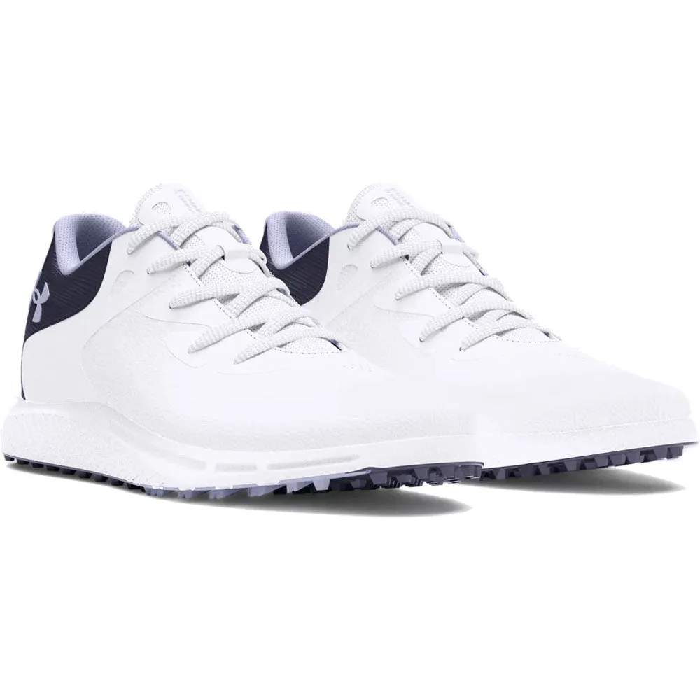 Spring Sale Under Armour Charged Breathe 2 Spikeless Ladies Shoes - White/Midnight Navy/Celeste