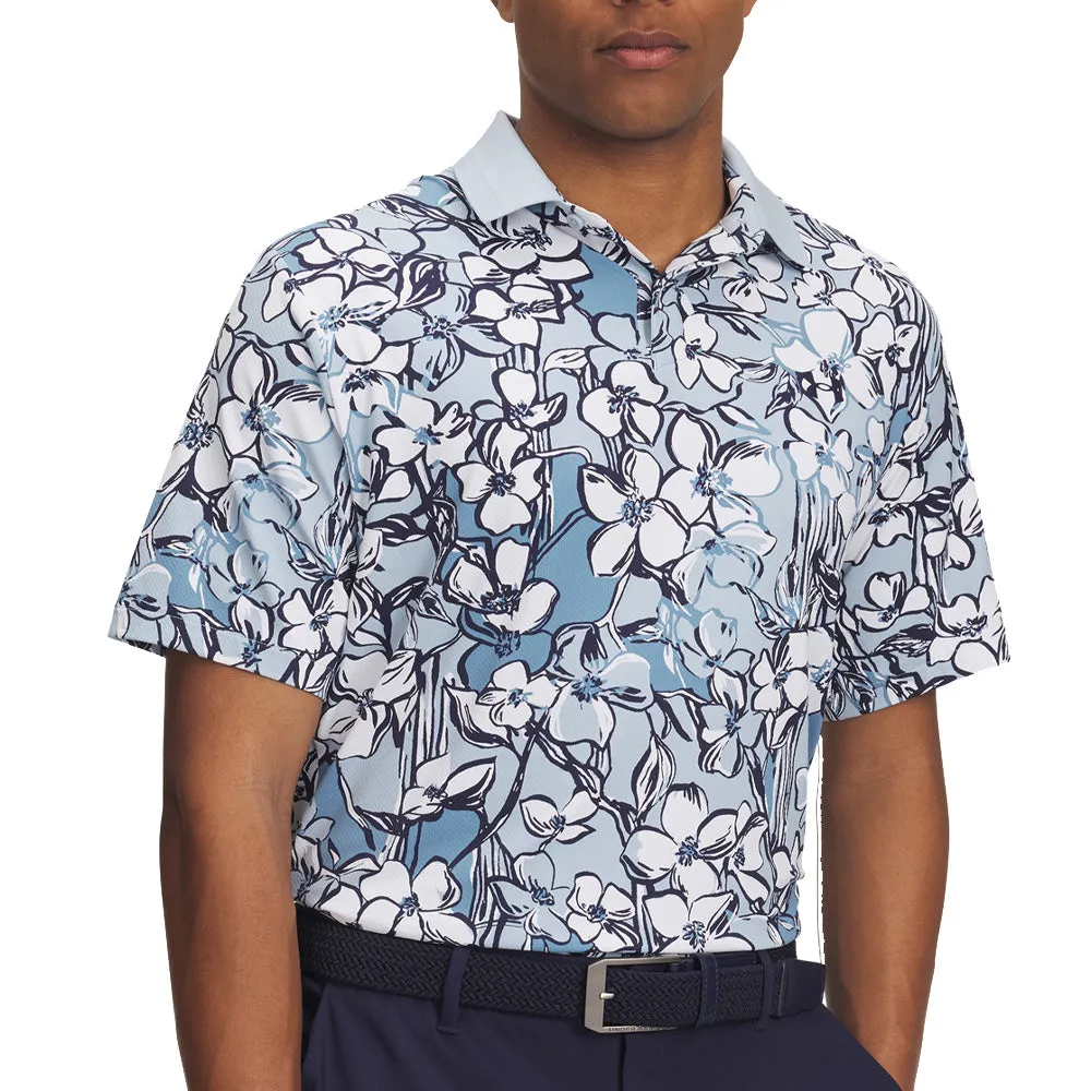 Bring the Heat Mother's Day Sale Under Armour Drive Chill Printed Polo Shirt - Blue Calm/White/Midnight Navy