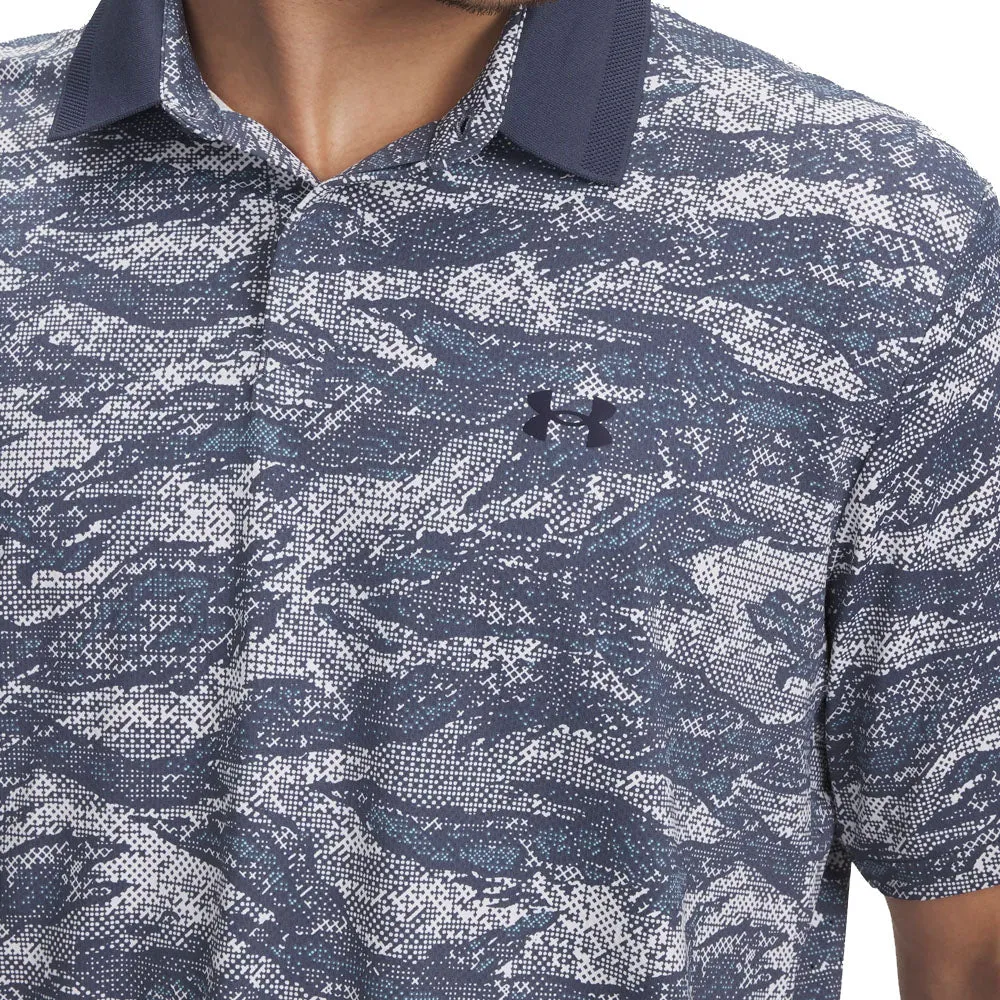 Under Armour Drive Chill Printed Polo Shirt - Downpour Grey/White/Midnight Navy Hit Your Next Level Break Boundaries