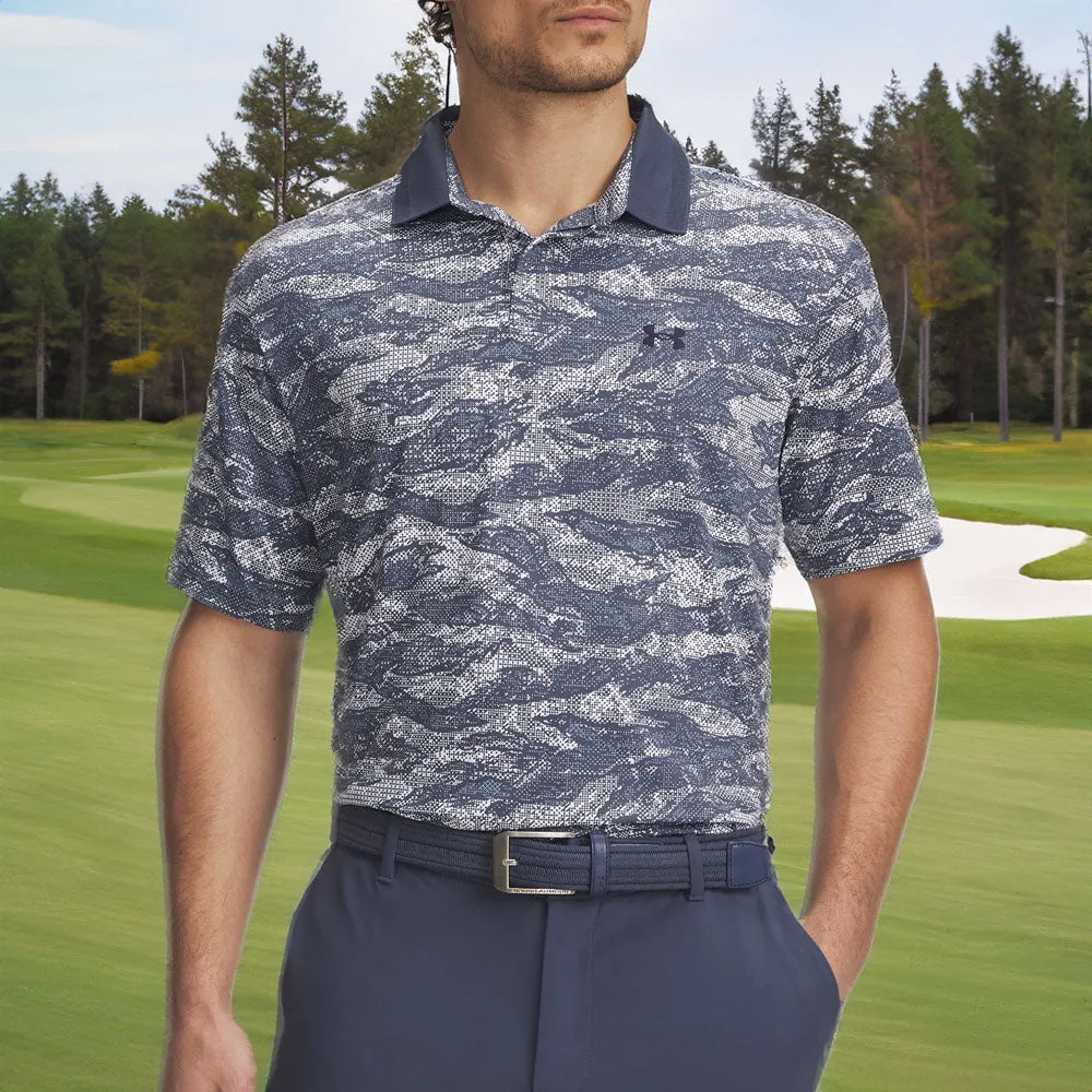 Winter Sale Under Armour Drive Chill Printed Polo Shirt - Downpour Grey/White/Midnight Navy