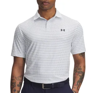 Under Armour Drive Chill Printed Polo Shirt - White/Blue Calm/Midnight Navy Performance Unleashed Move Like You Mean It