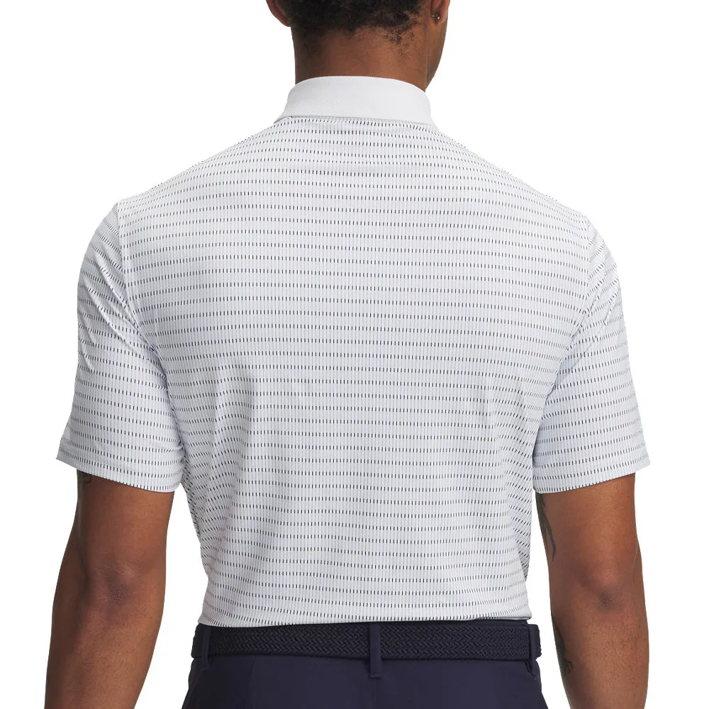Under Armour Drive Chill Printed Polo Shirt - White/Blue Calm/Midnight Navy Lead with Style Fuel Your Fire