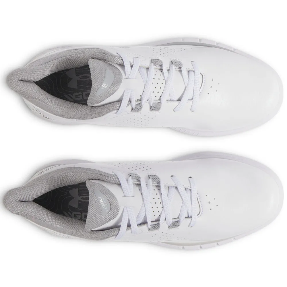 Rule the Streets Under Armour Drive Fade Ladies Spikeless Waterproof Shoes - White/Distant Gray/Metallic Silver