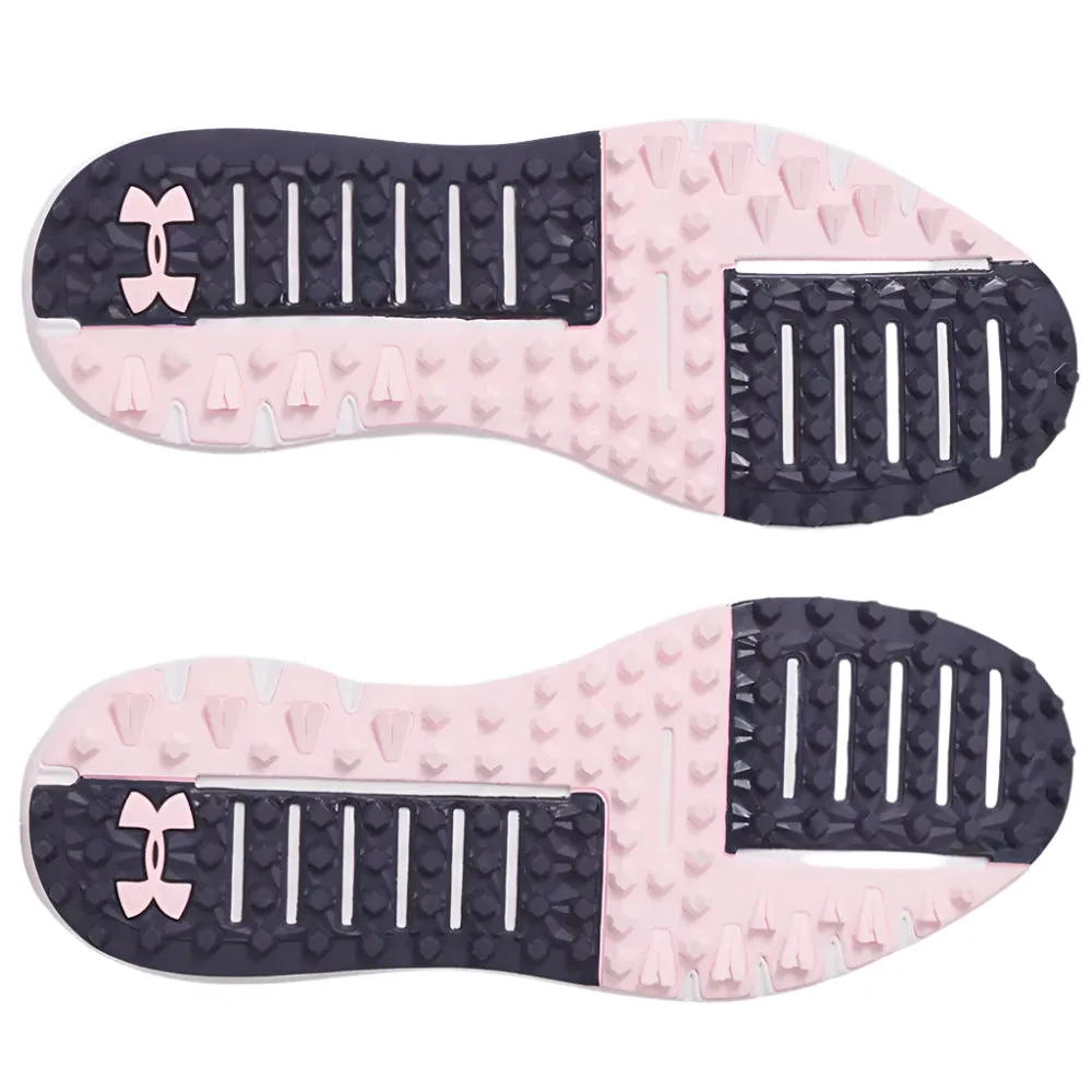 Memorial Day Sale Never Just Walk Under Armour Drive Fade Ladies Spikeless Waterproof Shoes - White/Prime Pink/Midnight Navy