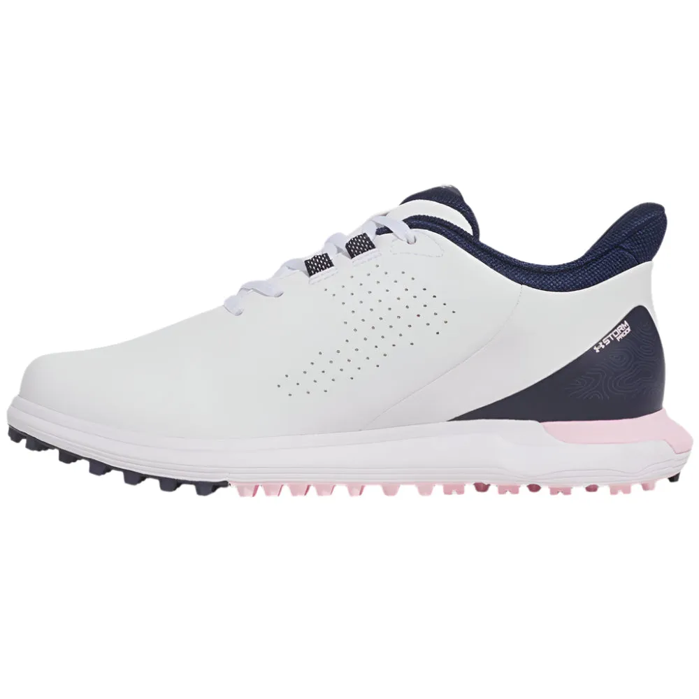 Move Beyond Ordinary Under Armour Drive Fade Ladies Spikeless Waterproof Shoes - White/Prime Pink/Midnight Navy