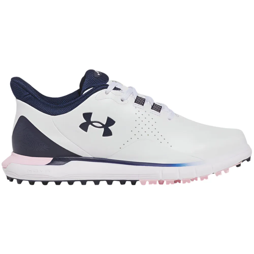 Power Every Step Under Armour Drive Fade Ladies Spikeless Waterproof Shoes - White/Prime Pink/Midnight Navy