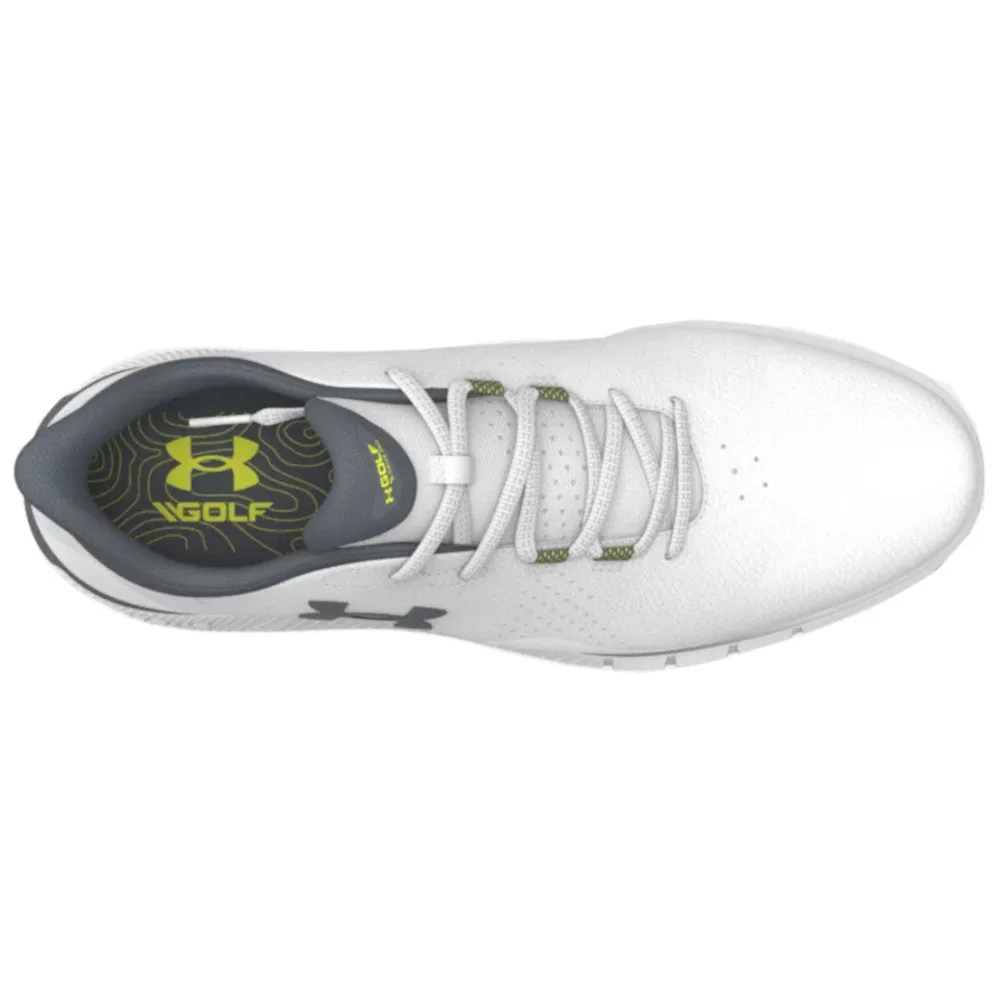 Under Armour Drive Fade Spikeless Waterproof Shoes - White/White/Titan Grey Footwear for the Fearless