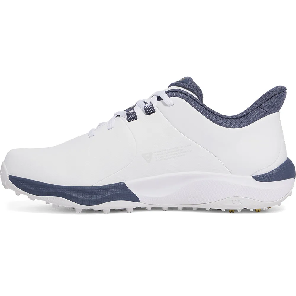 Dress from the Feet Up Under Armour Drive Pro Spikeless Waterproof Shoes - White/Metallic Gold/Downpour Grey