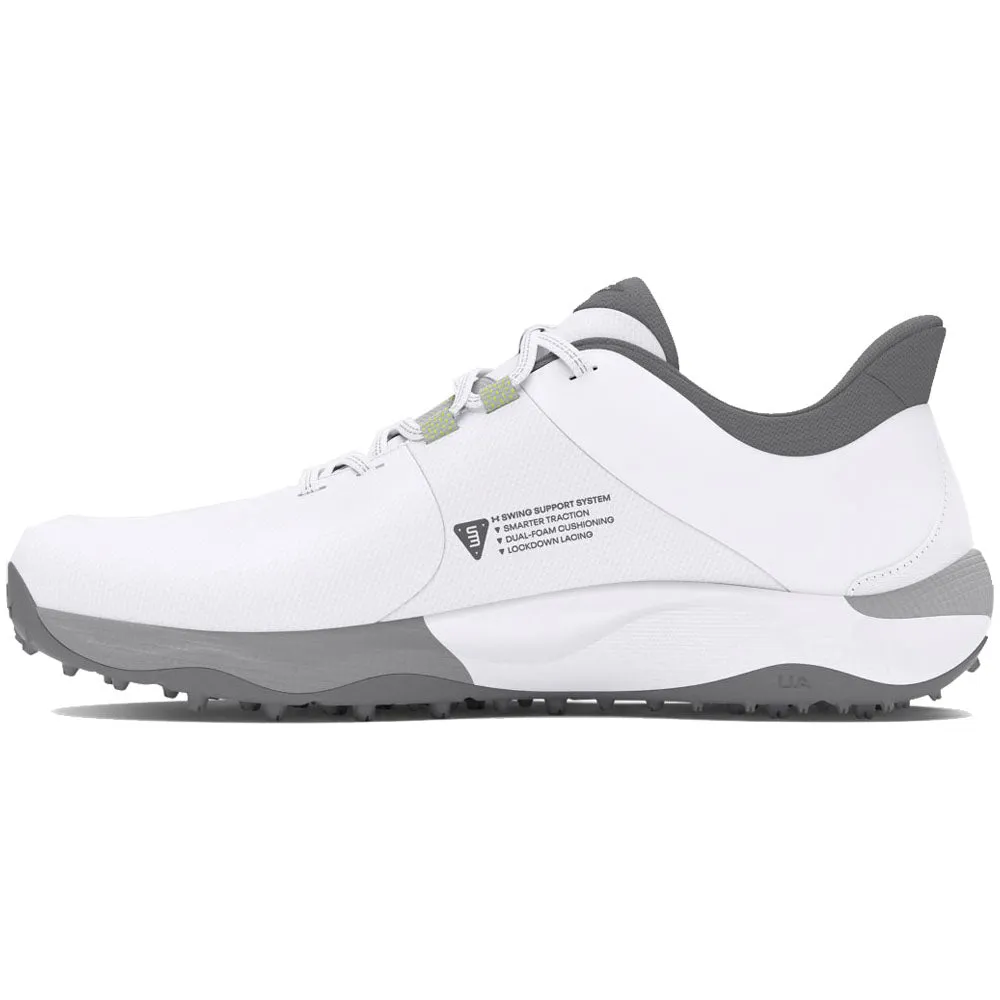 Unleash Your Power Under Armour Drive Pro Spikeless Waterproof Shoes - White/White/Metallic Gun M