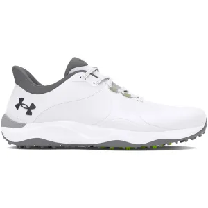 Winter Sale Under Armour Drive Pro Spikeless Waterproof Shoes - White/White/Metallic Gun M