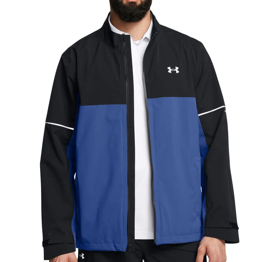 Under Armour Drive Rain Waterproof Jacket - Black/Tech Blue Keep Going Strong Easter Sale