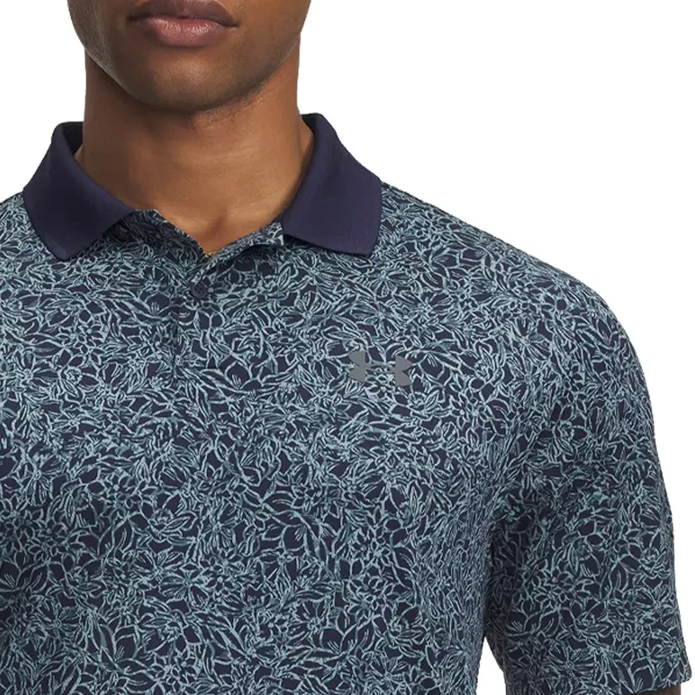 Economical Under Armour Matchplay Printed Polo Shirt - Midnight Navy/Jasper Blue/Pitch Gray