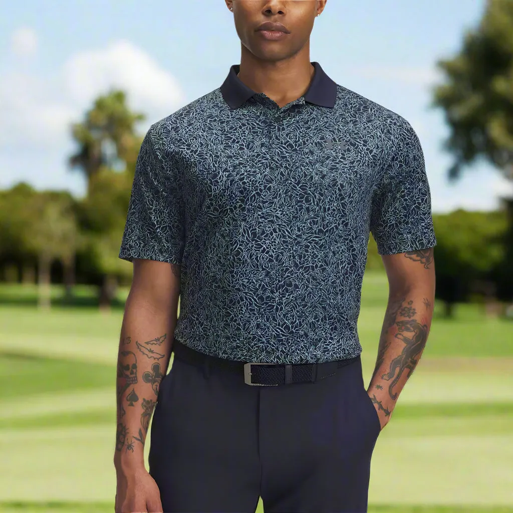 Under Armour Matchplay Printed Polo Shirt - Midnight Navy/Jasper Blue/Pitch Gray Footwear for the Fearless Great Value