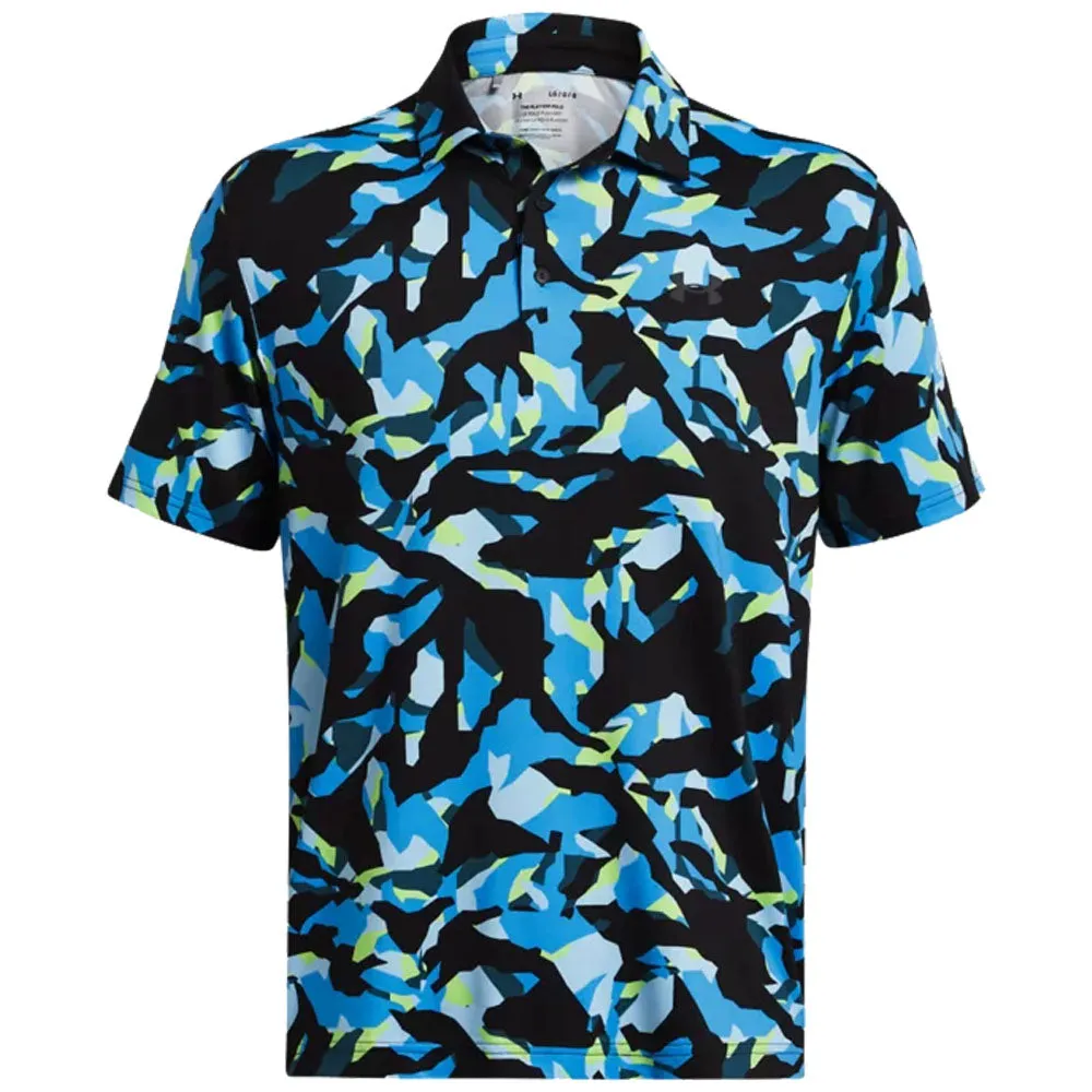 Under Armour Playoff 3.0 Printed Polo Shirt - Black/Capri/Black All Eyes on You Affordable