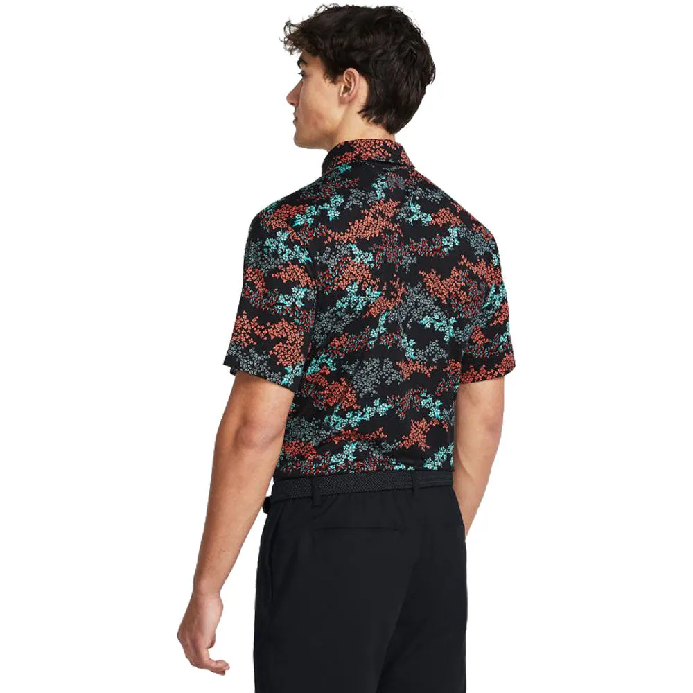 Stride with Confidence Under Armour Playoff 3.0 Printed Polo Shirt - Black/Hydro Teal/Castlerock
