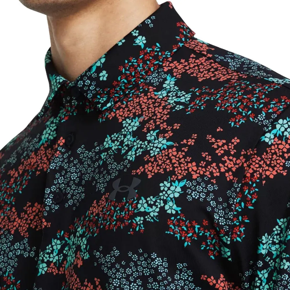 Under Armour Playoff 3.0 Printed Polo Shirt - Black/Hydro Teal/Castlerock Sweetest Day Sale