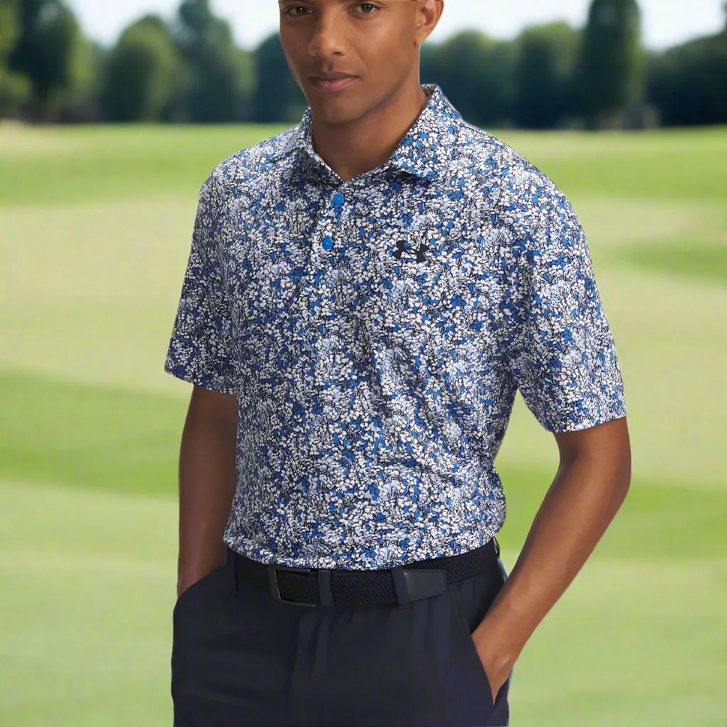 Under Armour Playoff 3.0 Printed Polo Shirt - Blue Atlantis/White/Midnight Navy Bring the Heat