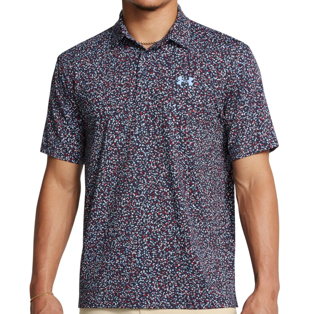 Engineered for Speed Command Attention Under Armour Playoff 3.0 Printed Polo Shirt - Midnight Navy/Horizon Blue/Nimbus Blue