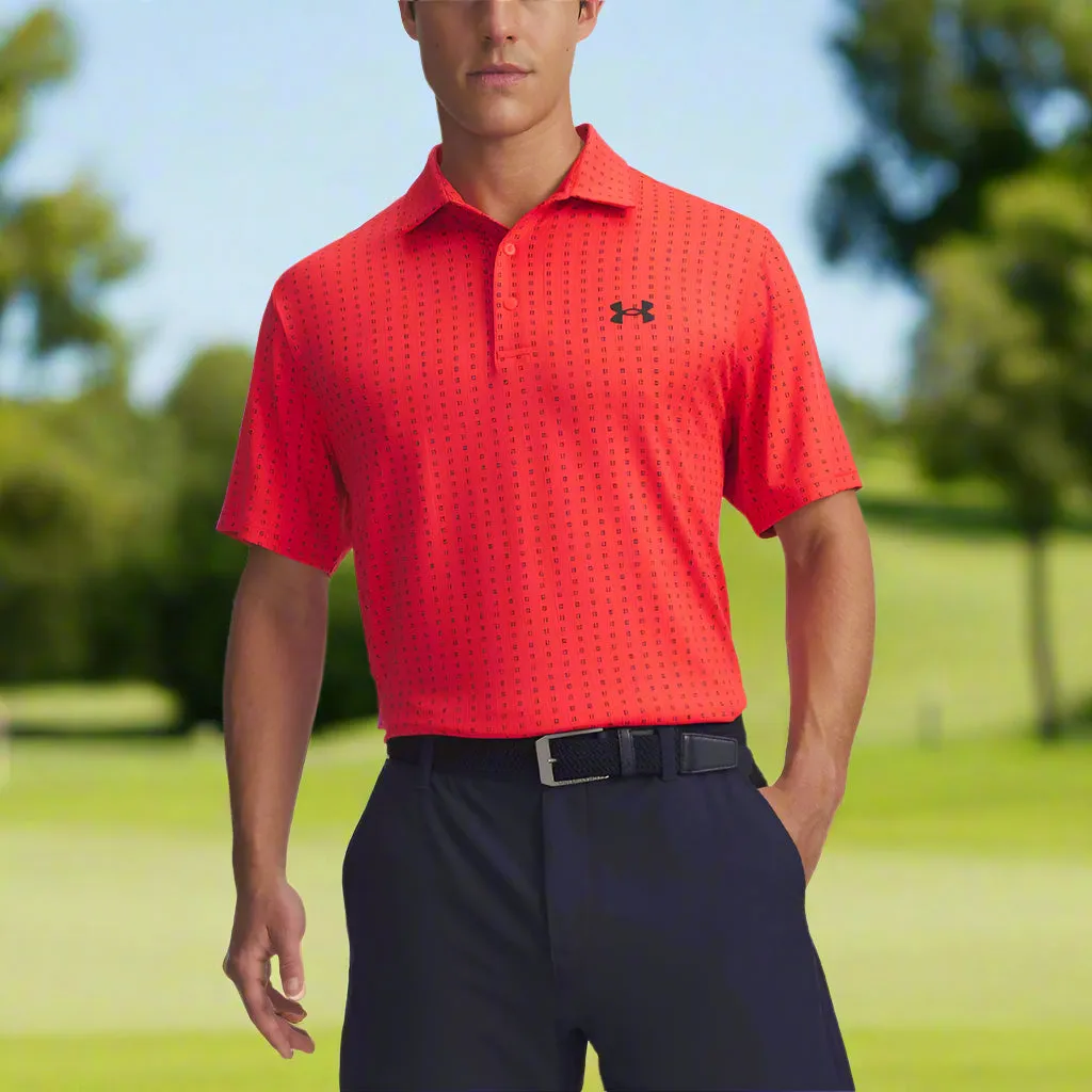 Under Armour Playoff 3.0 Printed Polo Shirt - Racer Red/Black/Black Own Every Step Walk Tall