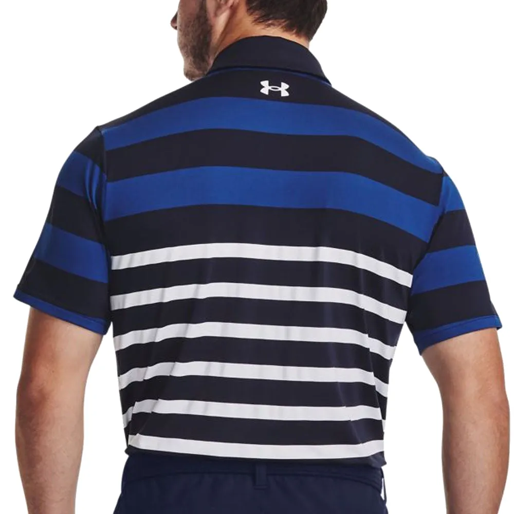 New Year's Eve Sale Under Armour Playoff 3.0 Rugby Yd Stripe Polo Shirt - Midnight Navy/Blue Mirage/White