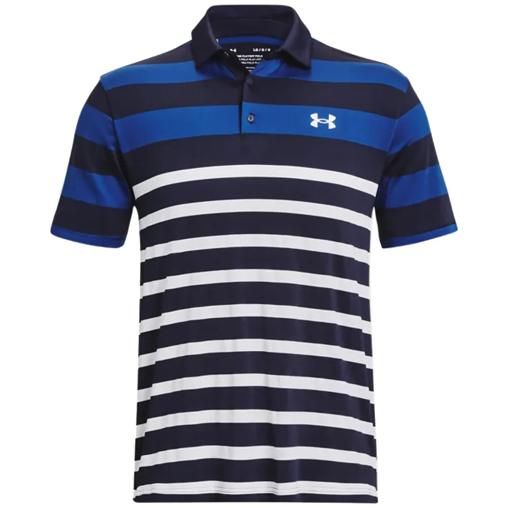 Under Armour Playoff 3.0 Rugby Yd Stripe Polo Shirt - Midnight Navy/Blue Mirage/White Move Beyond Ordinary