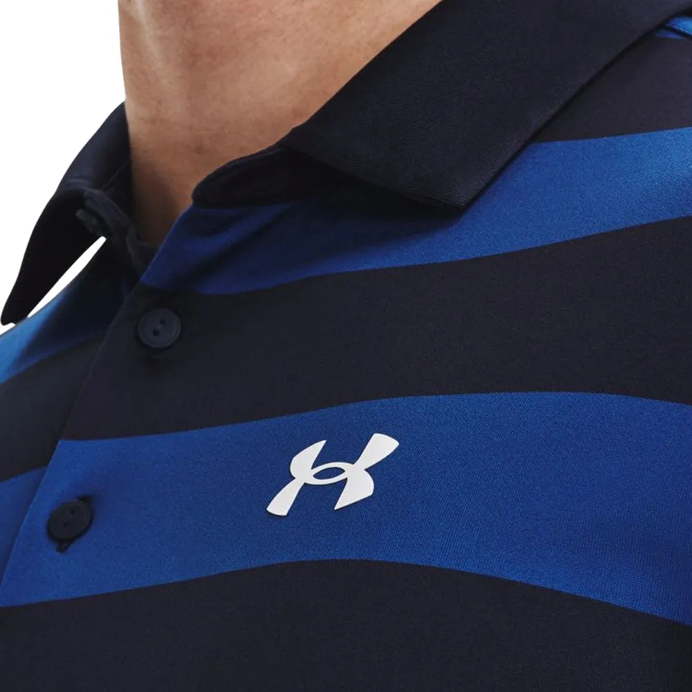 Dare to Lead Under Armour Playoff 3.0 Rugby Yd Stripe Polo Shirt - Midnight Navy/Blue Mirage/White