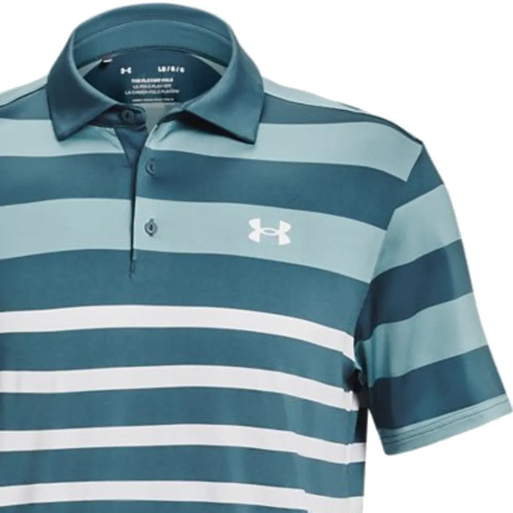 Under Armour Playoff 3.0 Rugby Yd Stripe Polo Shirt - Static Blue/Still Water/White Father's Day Sale Built to Perform