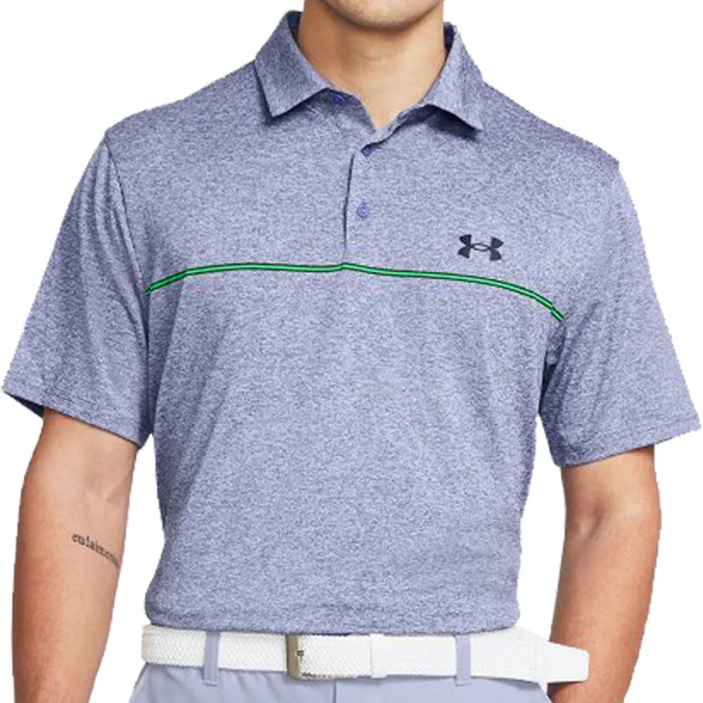 Under Armour Playoff 3.0 Stripe Polo Shirt - Celeste/Vapor Green/Starlight Walk Loud Be Unstoppable
