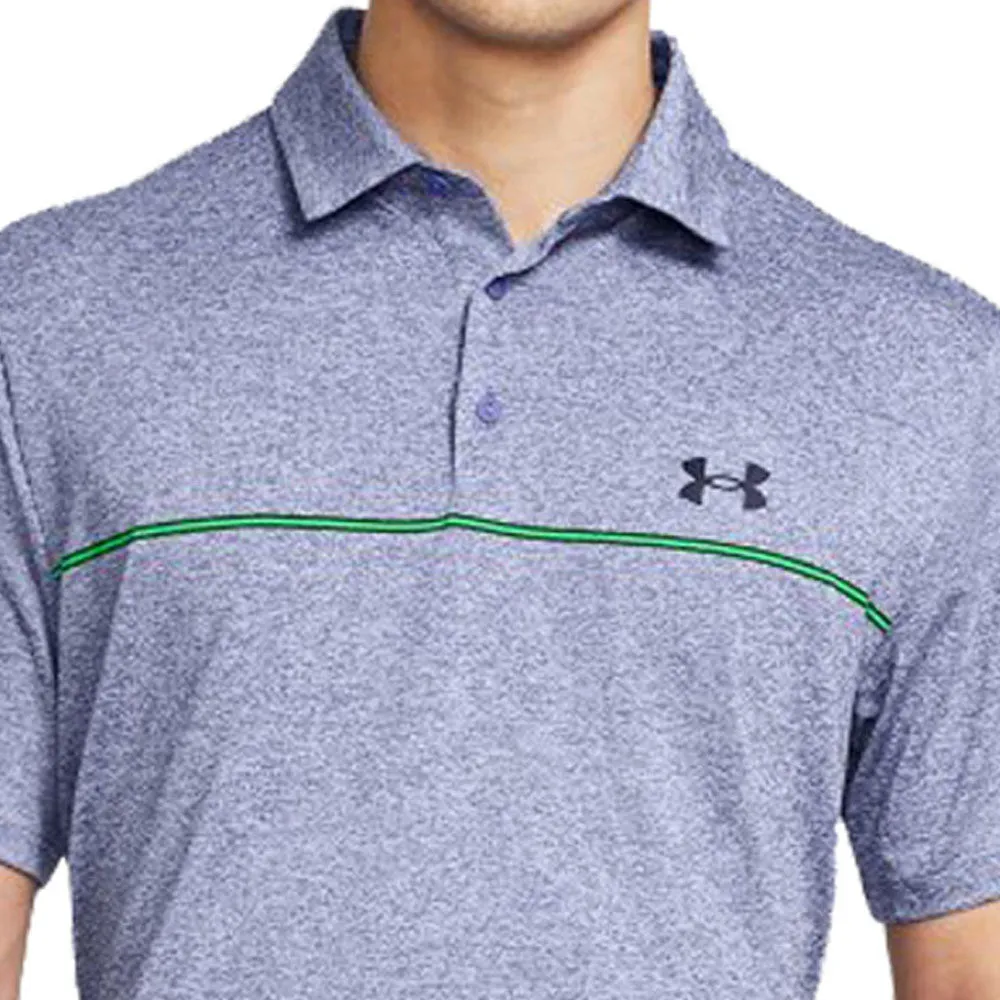 Command Attention Under Armour Playoff 3.0 Stripe Polo Shirt - Celeste/Vapor Green/Starlight