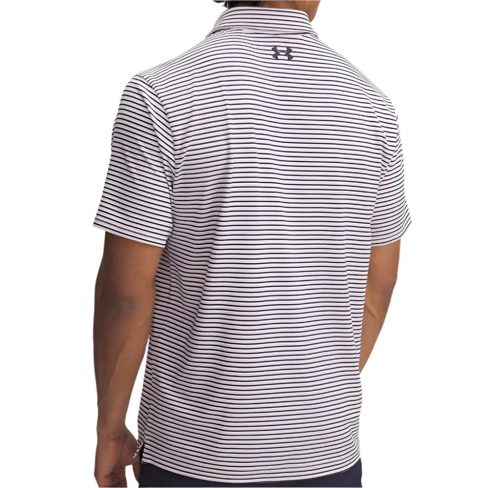 Own the Streets Under Armour Playoff 3.0 Stripe Polo Shirt - Prime Pink/Midnight Navy/Midnight Navy