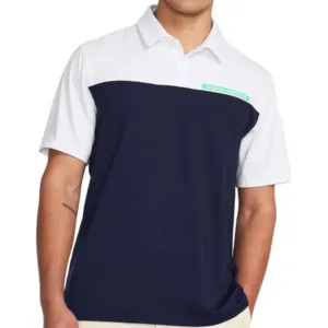 Built to Perform President's Day Sale Under Armour T2G Color Block Polo Shirt - Midnight Navy/White/Vapor Green