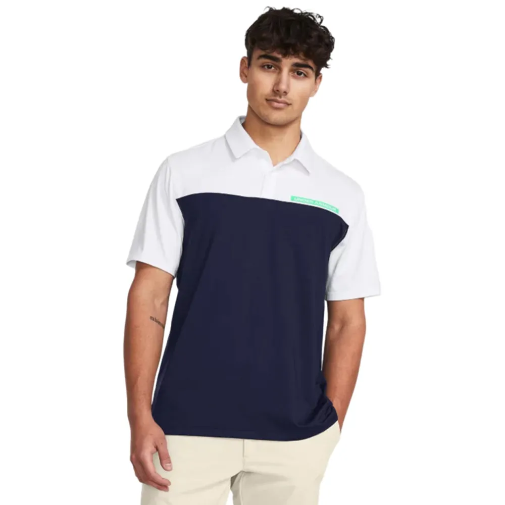 Lead with Style Under Armour T2G Color Block Polo Shirt - Midnight Navy/White/Vapor Green