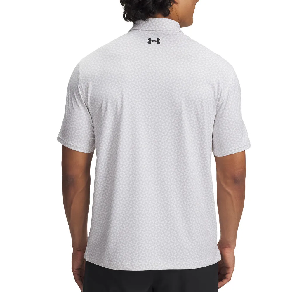 Be Unstoppable Under Armour T2G Printed Polo Shirt - White/Halo Gray/Black