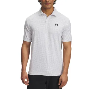 Under Armour T2G Printed Polo Shirt - White/Halo Gray/Black Designed to Dominate Feel the Energy