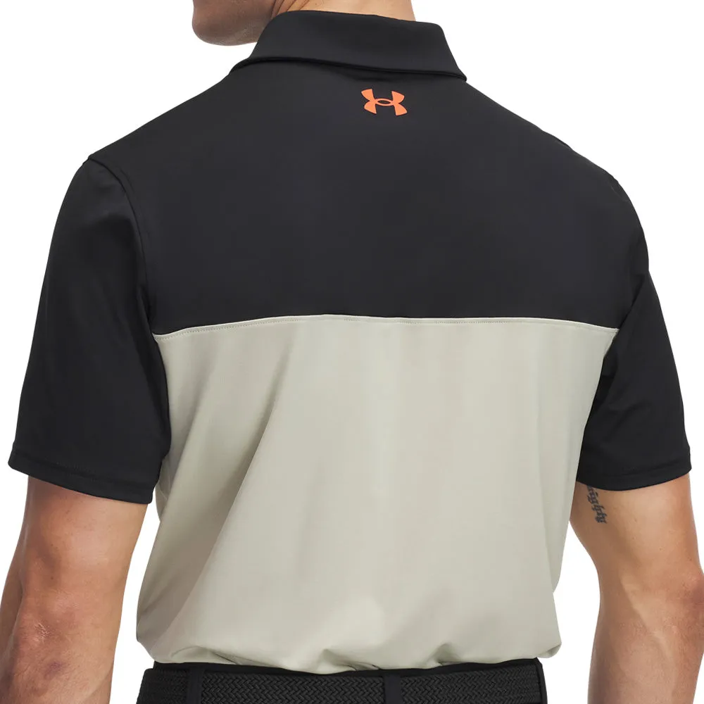 Under Armour Tee To Green Color Block Polo Shirt - Black/Khaki Base/Fire Chase What Moves You