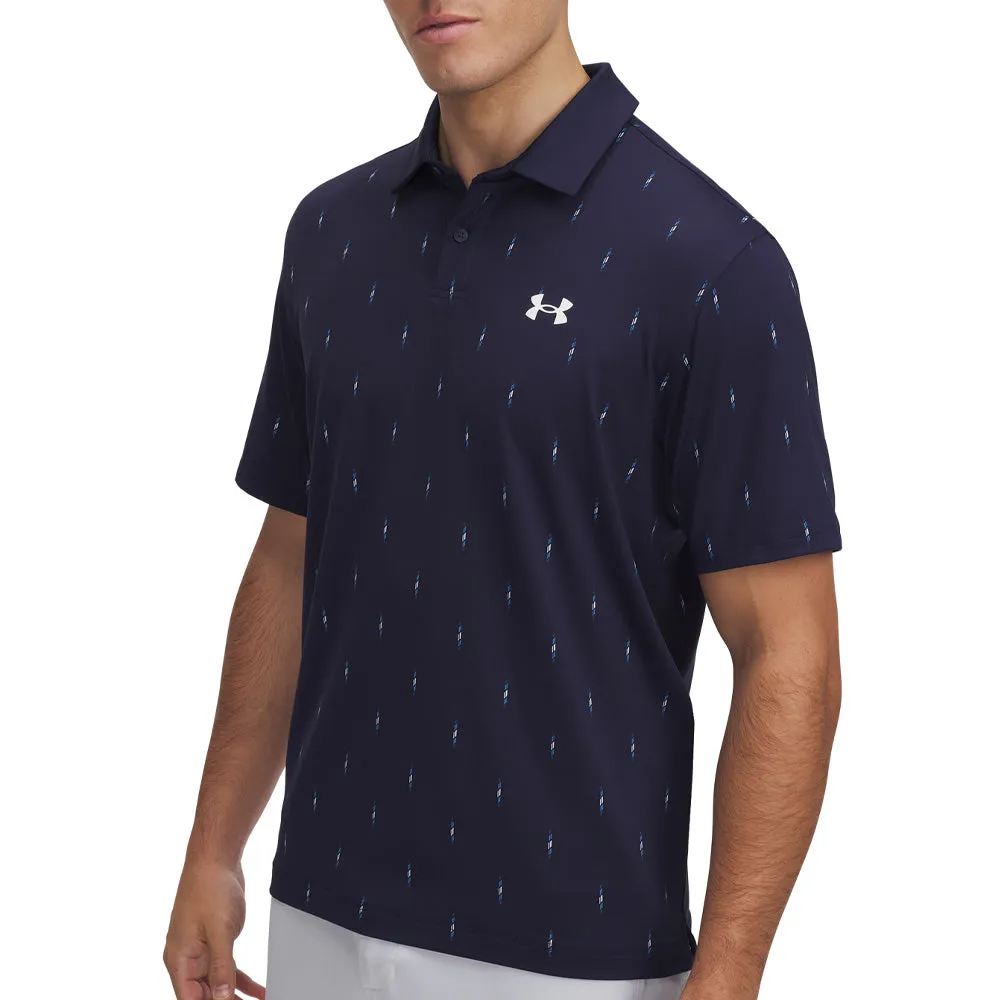 Break Boundaries Under Armour Tee To Green Printed Polo Shirts - Midnight Navy/White
