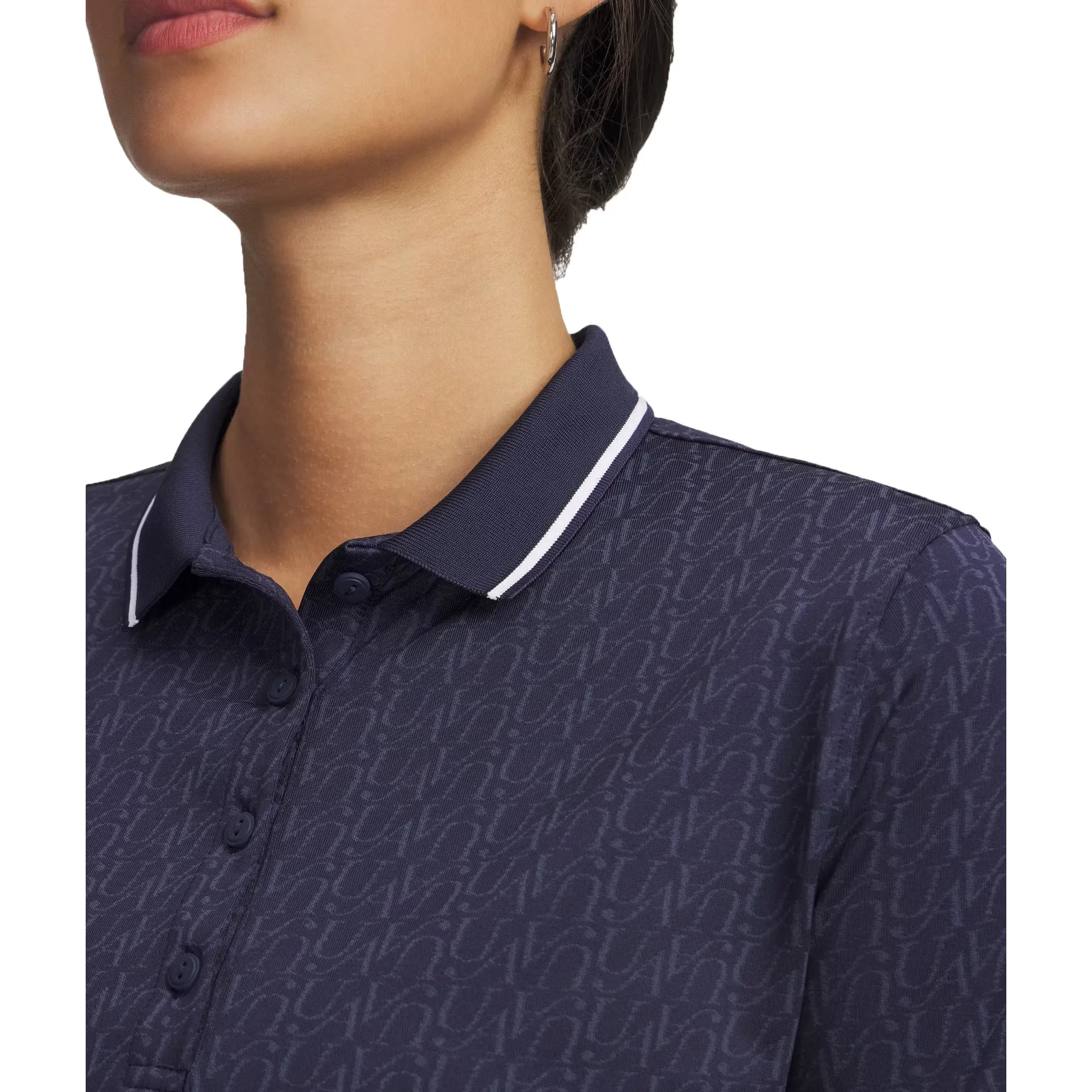 Built to Perform Under Armour Women'S Drive Jacquard Golf Polo Shirt - Midnight Navy/White