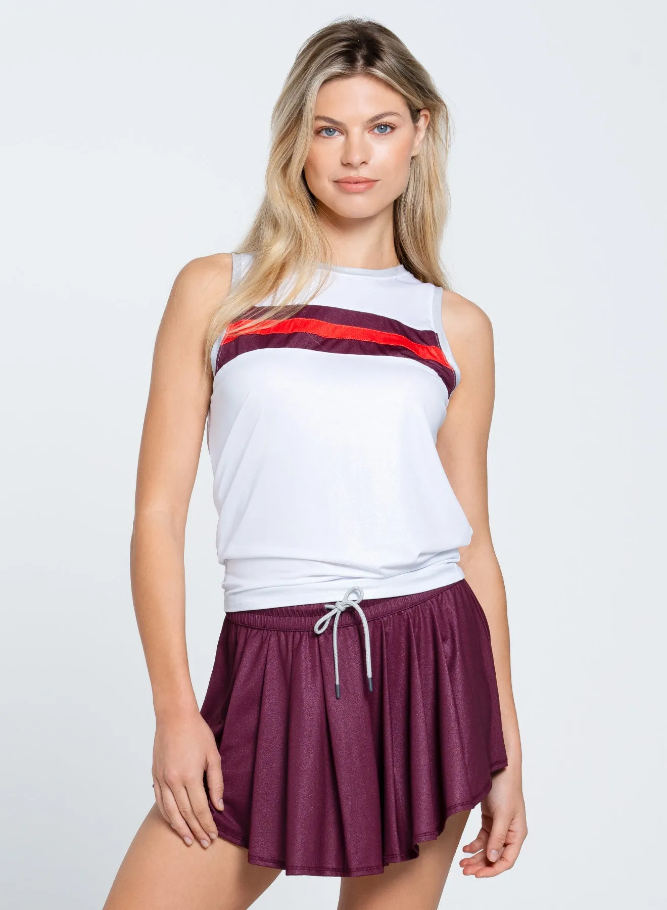 Metallic Stripe Tie Back Tank Christmas Day Sale