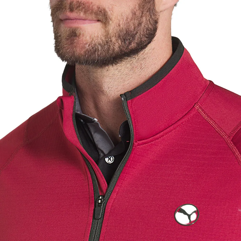 Rise Every Time Puma Waffle Fleece 1/4 Zip Sweater - Intense Red