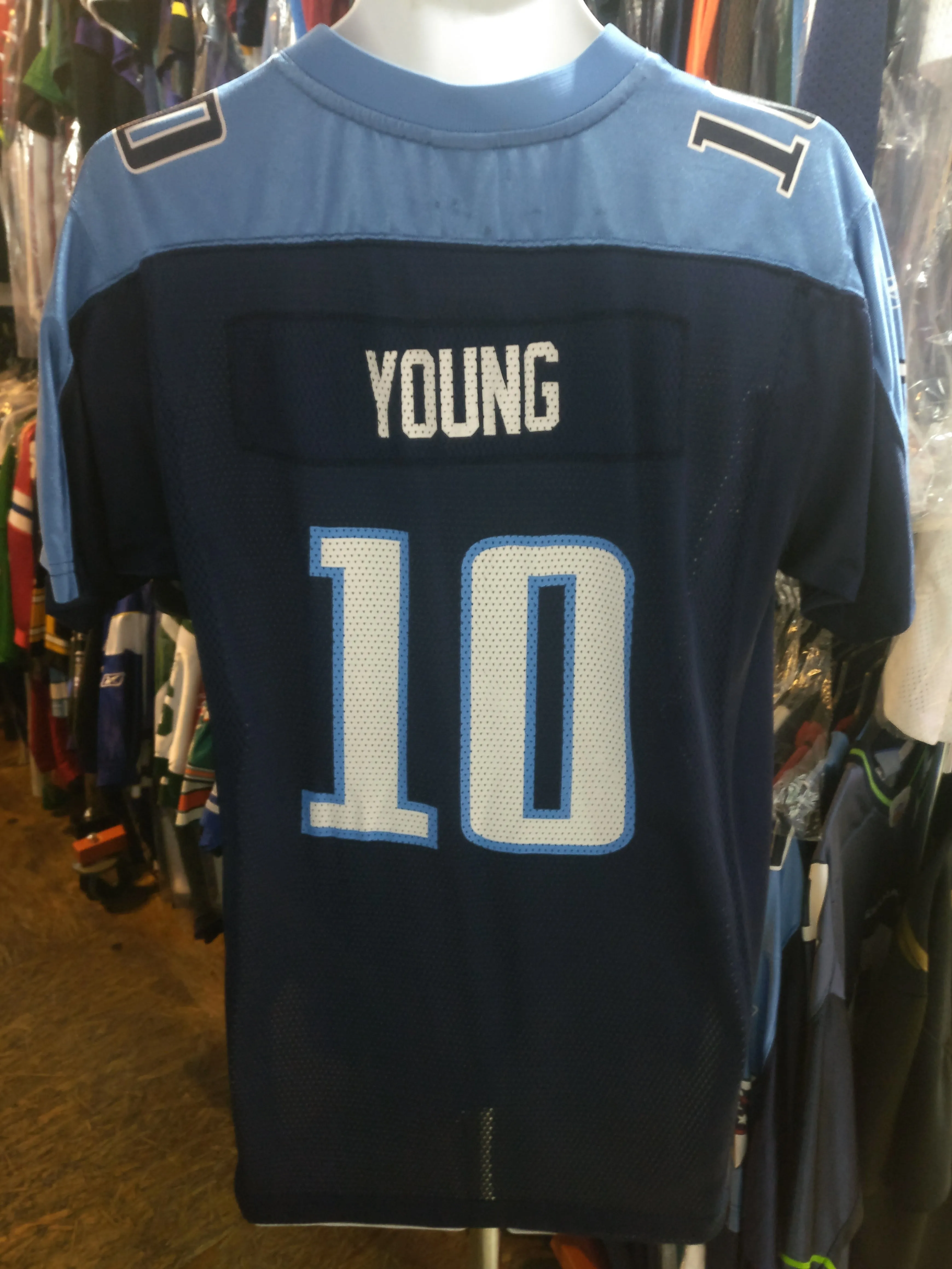 Vintage #10 VINCE YOUNG Tennessee Titans NFL Reebok Jersey YXL