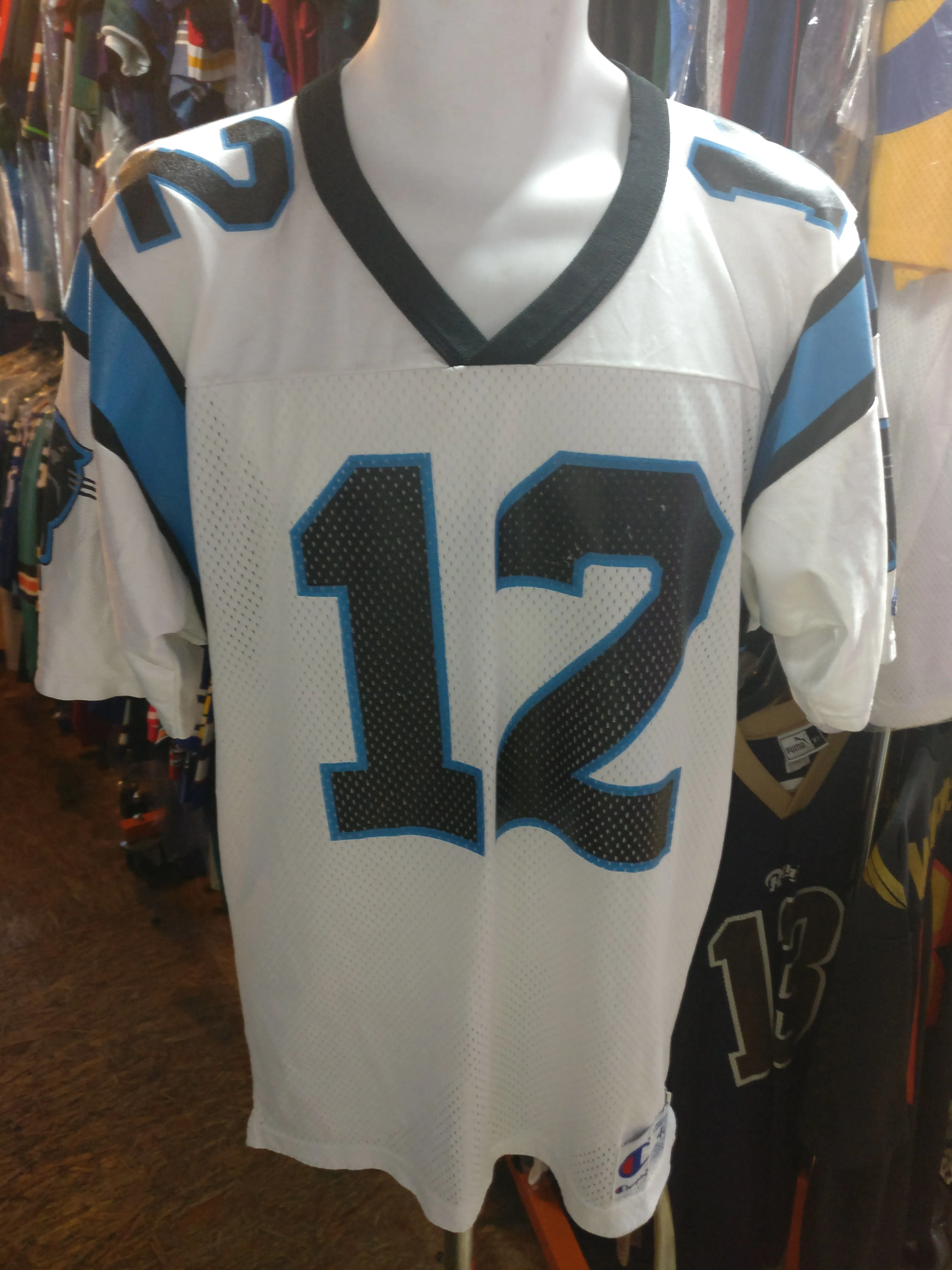 Vintage #12 KERRY COLLINS Carolina Panthers NFL Champion Jersey 40