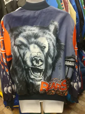 Vintage 80s CHICAGO BEARS NFL Chalk Line Fanimation Polyester Jacket L