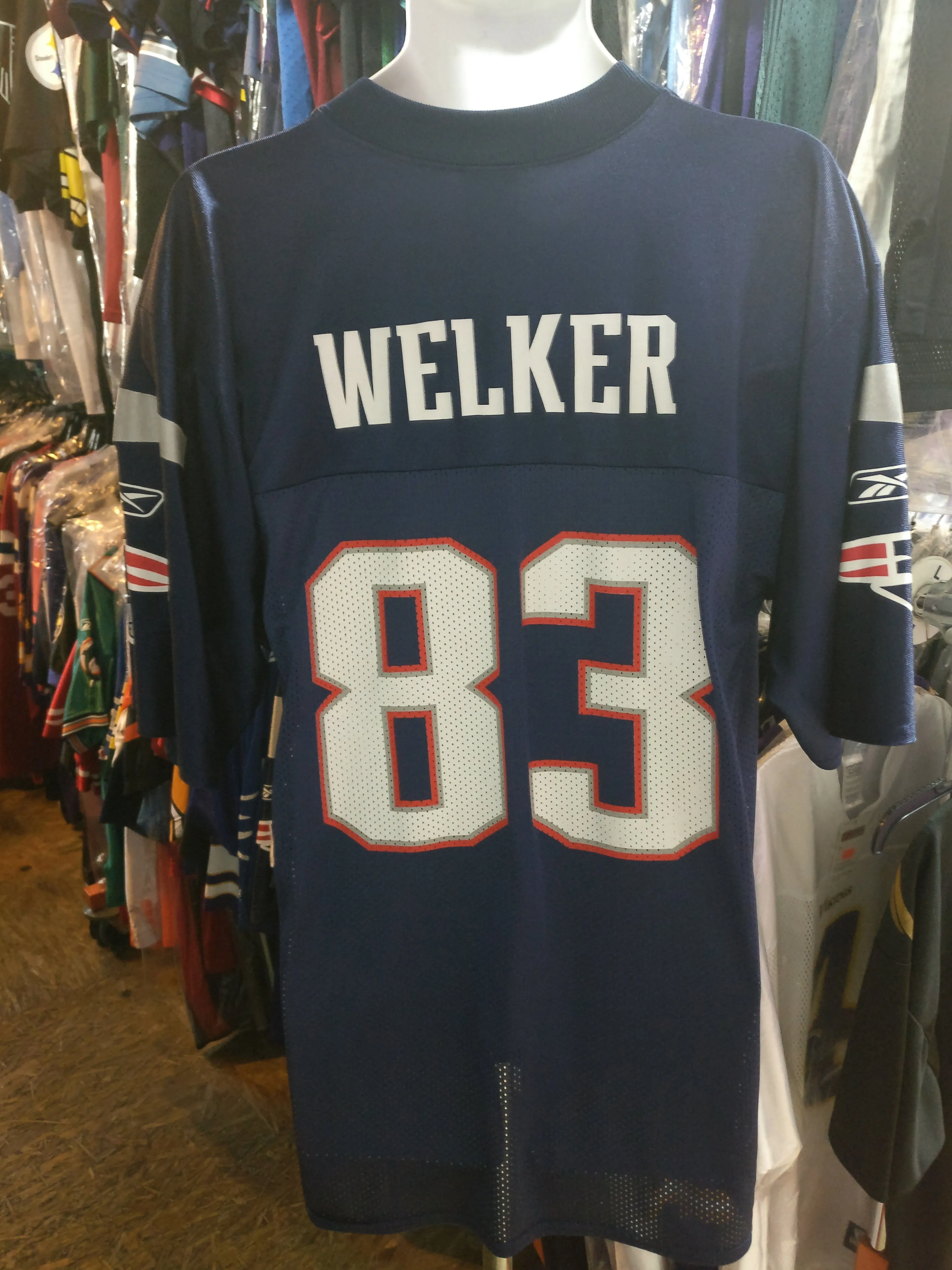 Vintage #83 WES WELKER New England Patriots NFL Reebok Jersey M