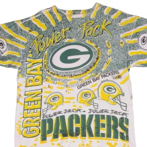 VINTAGE NFL ALL OVER PRINT GREEN BAY PACKERS TEE SHIRT 1990S SIZE LARGE