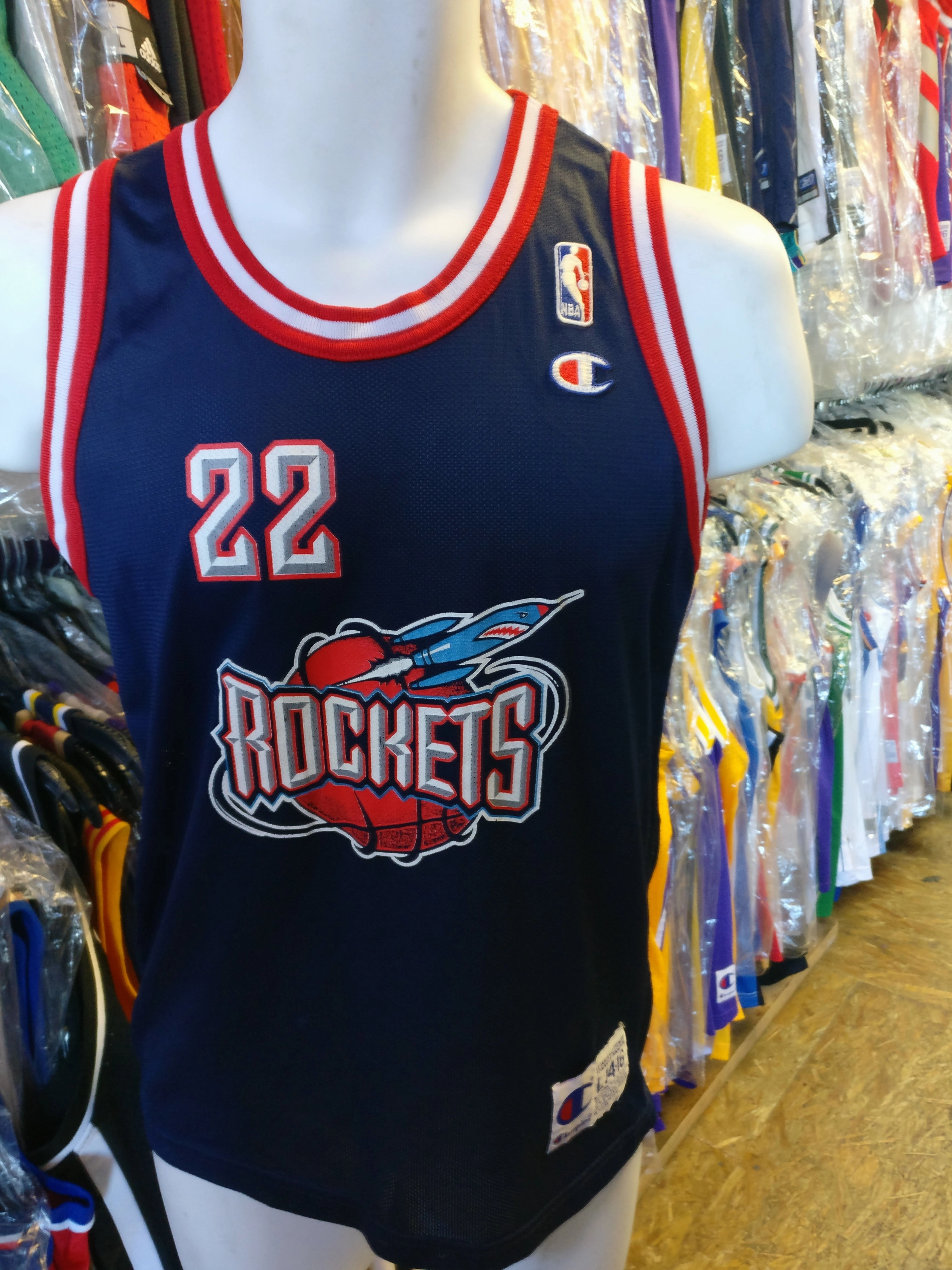 Vintage #22 CLYDE DREXLER Houston Rockets NBA Champion Jersey 14-16