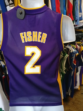 Vintage #2 DEREK FISHER Los Angeles Lakers NBA Adidas Jersey YS