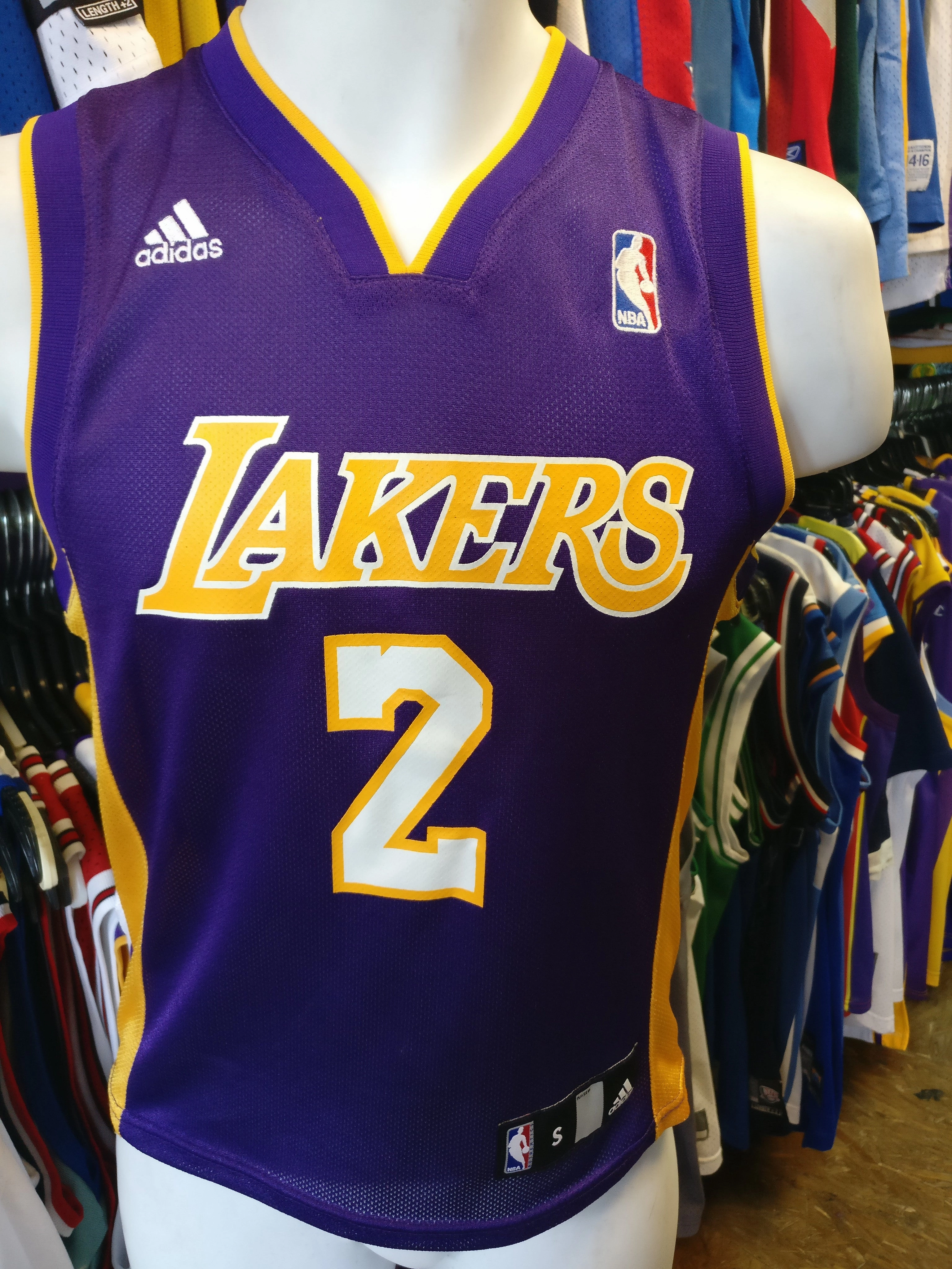 Vintage #2 DEREK FISHER Los Angeles Lakers NBA Adidas Jersey YS